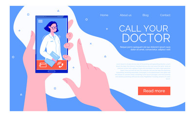 Information Poster about Online Medical Services.  Doctor. Online Medical Consultation Concept, Medical Support.