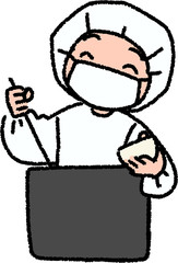 給食エプロンを着た子供