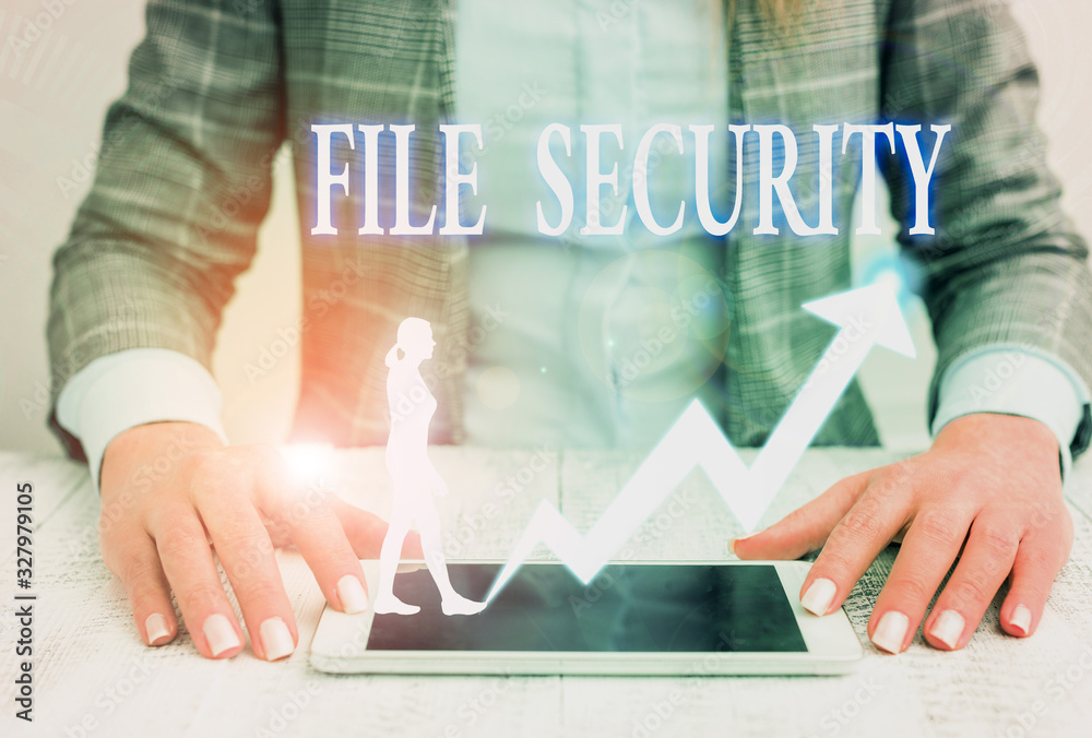 Poster writing note showing file security. business concept for protecting digital data such as those in a 