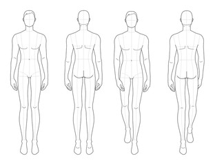 Fashion template of standing and walking men. 