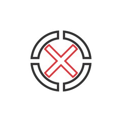 Obraz premium Circle with X letter logo design vector
