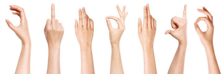 Fototapeta A set of hand gesture isolated on white. obraz