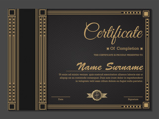 Fototapeta na wymiar premium golden black certificate template design. 