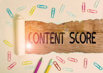 Conceptual hand writing showing Content Score. Concept meaning aggregated predictor for the...