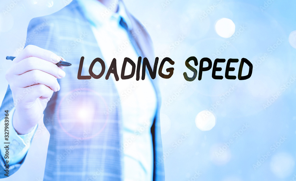 Poster conceptual hand writing showing loading speed. concept meaning time takes to download and display th