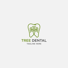 Dental tree logo. dental line, tree line, medical - vector