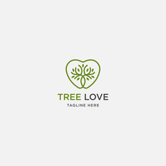 Love tree logo. love line, tree line - vector