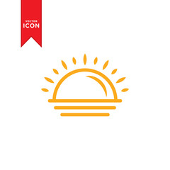 Sunset icon vector. Sun logo illustration. Simple design on trendy icon.