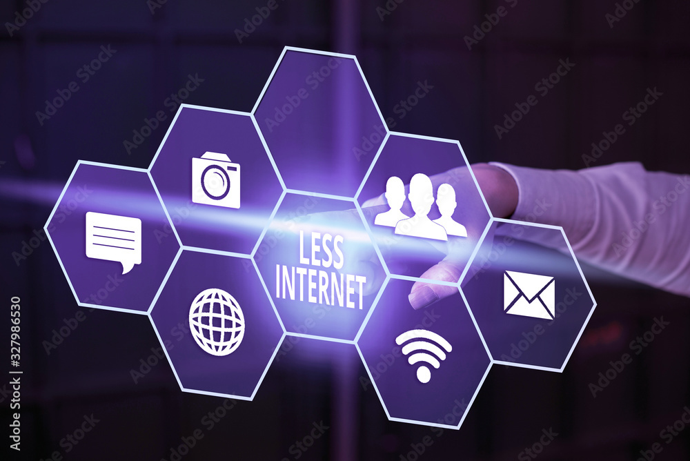 Poster writing note showing less internet. business concept for having no way of connecting or accessing th