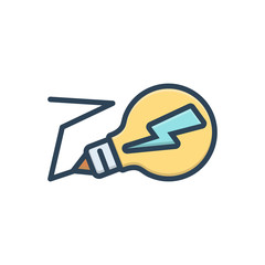 Color illustration icon for electricity