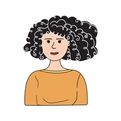 Vector drawing woman, girl in trendy style. For social network icons or web portrait of students, team partners, friends, colleagues