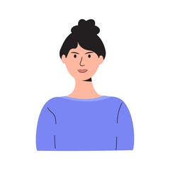 Vector drawing woman, girl in trendy style. For social network icons or web portrait of students, team partners, friends, colleagues