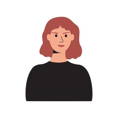 Vector drawing woman, girl in trendy style. For social network icons or web portrait of students, team partners, friends, colleagues