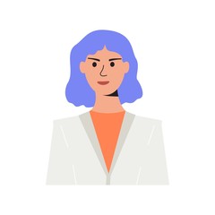 Vector drawing woman, girl in trendy style. For social network icons or web portrait of students, team partners, friends, colleagues