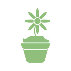 beautiful flower in a pot icon, silhouette style