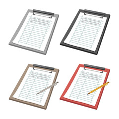 4種類のクリップボードとペン