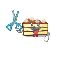 Cartoon character of Sporty Barber chocolate slice cake design style