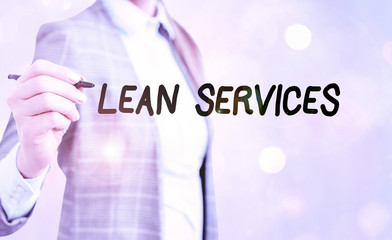 Conceptual hand writing showing Lean Services. Concept meaning application of the lean...
