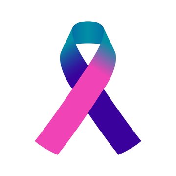 Thyroid cancer awareness ribbon isolated on white background. Vector illustration