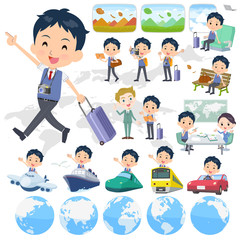 school boy Blue vest short sleeve_travel