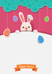 Easter poster holiday design with rabbit and white space