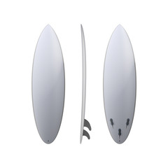 White surfboard isolated on a white background. A set of surfboards from different angles. Vector illustration.