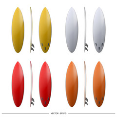 Surfboards kit isolated on white background. A set of surfboards at different angles and different colors. Vector illustration