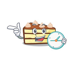 cartoon character concept chocolate slice cake having clock