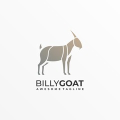 Vector Logo Illustration Goat Line Art Style.