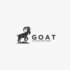 Vector Logo Illustration Goat Silhouette Style.
