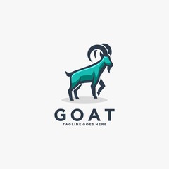Vector Logo Illustration Goat Mascot Cartoon Style.