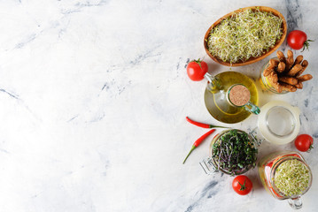 Vegan salad in with microgreens