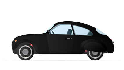 Vector black car in old style. Realistic red car isolated on a white background. Stock illustration.