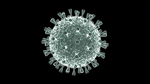 Single Corona COVID-19 Virus Cell rotating Animation with Transparent Alpha Channel
