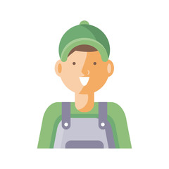 cartoon gardening man icon, flat detail style