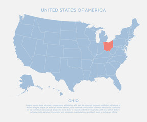 United states of America, state Oiho USA map