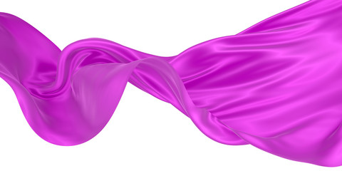 Beautiful flowing fabric of blue wavy silk or satin. 3d rendering image.