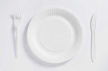 Plate, fork and knife