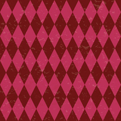 Circus carnival retro vintage dominoes seamless pattern. Red diamond shaped rhombuses. Textured old fashioned retro graphic template. Vector texture background tile. For parties, birthdays