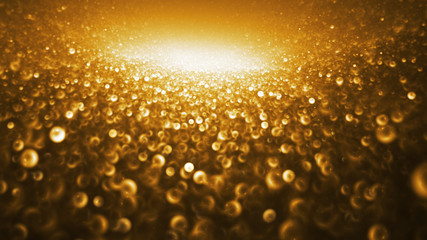 Colorful shiny golden pearls. Abstract holiday background. Fantastic light effect. Digital fractal art. 3d rendering.