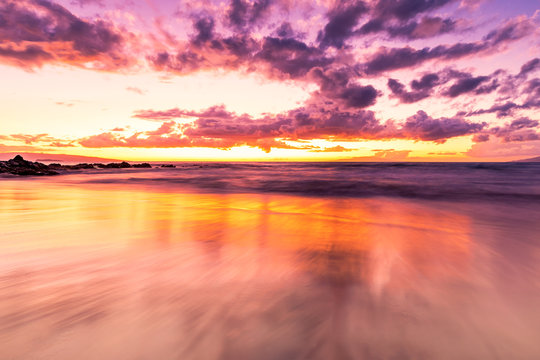 Maui Hawaii Sunset On Beach