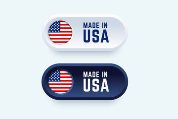 Made in USA label. Vector illustration in 3d style for United States producers.
