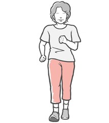 散歩　ウォーキング　中年女性　シニア　女