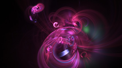 Abstract purple glowing shapes. Fantasy light background. Digital fractal art. 3d rendering.