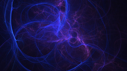 Abstract blue glowing shapes. Fantasy light background. Digital fractal art. 3d rendering.