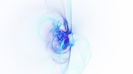 Abstract blue glowing shapes. Fantasy light background. Digital fractal art. 3d rendering.
