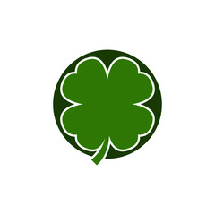 Four leafed shamrock Symbol of luck and Saint Patrick Day holiday Isolated on white background
