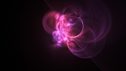 Abstract glowing pink shapes. Fantasy light background. Digital fractal art. 3d rendering.
