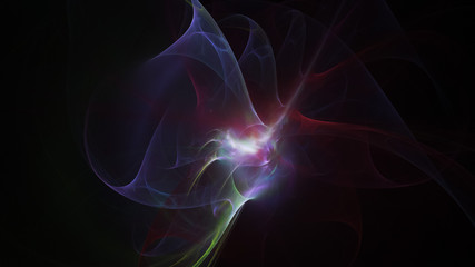 Abstract colorful violet glowing shapes. Fantasy light background. Digital fractal art. 3d rendering.