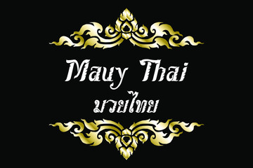 Muay Thai poster background with Thai pattern concept. Vector EPS.10